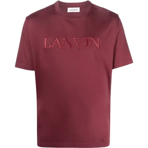 T-Shirts, male, , Size: L Bordeaux Embroidered Tee-Shirt Paris - Lanvin - Modalova