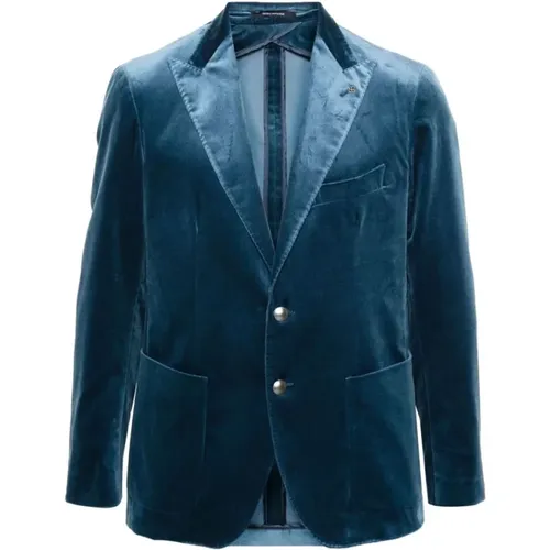 Velvet Peak Lapel Jacket , male, Sizes: M, S, L - Tagliatore - Modalova