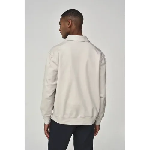 Stretch Cotton Polo Zip Sweater - Valenza - Modalova