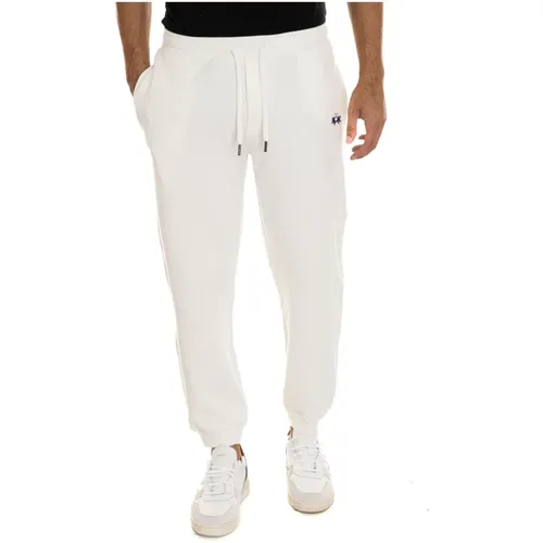 Sweatpants, male, , Size: XL Fleece Drawstring Trousers with Side Logo - LA MARTINA - Modalova