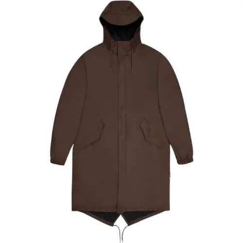 Schwarze Fishtail Parka mit Asymmetrischem Saum , unisex, Größe: M - Rains - Modalova