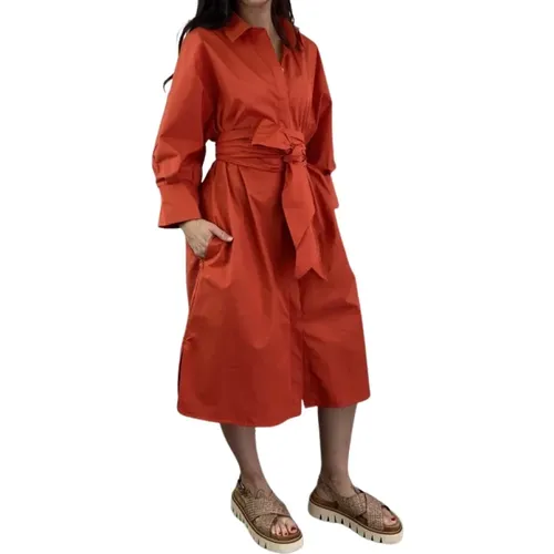 Rotes Hemdkleid - Midi Stil , Damen, Größe: XS - Max Mara - Modalova