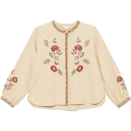 Blouses, female, , Size: S Floral Embroidered Crew Neck Shirt - Louise Misha - Modalova