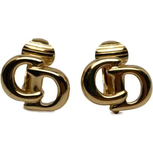 Pre-owned Jewellery, female, , Size: ONE SIZE Pre-owned Gold earrings - Dior Vintage - Modalova