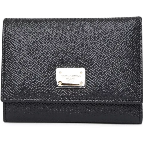 Schwarze Leder-Dauphine-Brieftasche , Damen, Größe: ONE Size - Dolce & Gabbana - Modalova