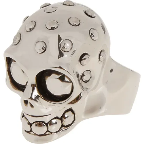 Rings, male, , Size: 58 MM Jewelled Skull Ring - alexander mcqueen - Modalova