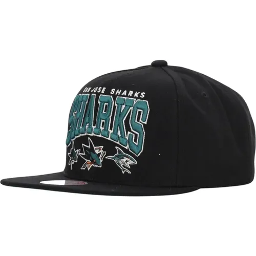 Caps, male, , Size: ONE SIZE San Jose Sharks Flat Visor Cap - Mitchell & Ness - Modalova