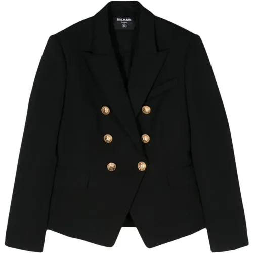 Blazers, female, , Size: 2XS Wool Panelled Jacket - Balmain - Modalova