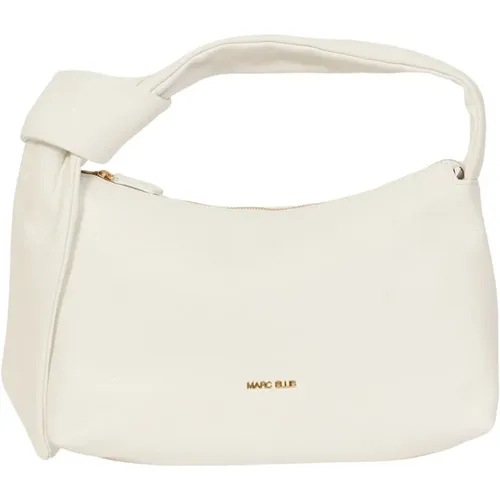 Weiße Gehämmerte Leder Reißverschlusstasche , Damen, Größe: ONE Size - Marc Ellis - Modalova
