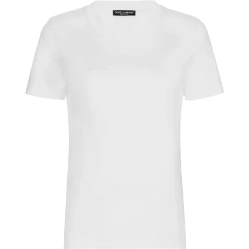 Logo-geprägtes Baumwoll-T-Shirt , Damen, Größe: M - Dolce & Gabbana - Modalova