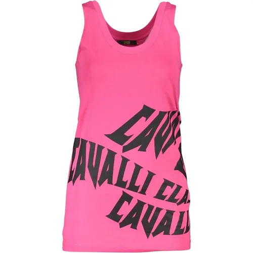 Elegantes Rosa Tanktop mit Breiten Schultern , Damen, Größe: M - Cavalli Class - Modalova