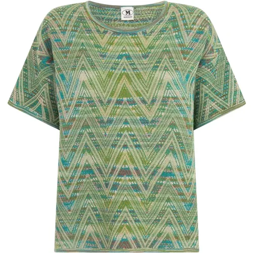 T-Shirts, female, , Size: L Green Zig Zag Print T-Shirt - M Missoni - Modalova