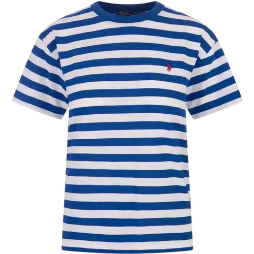 Blau Gestreiftes T-Shirt mit Rundhalsausschnitt , Damen, Größe: S - Ralph Lauren - Modalova