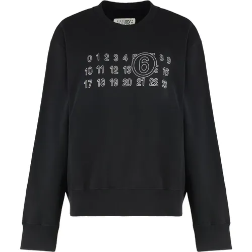 Sweatshirts, female, , Size: S Ribbed Cotton Crew-Neck Sweatshirt - MM6 Maison Margiela - Modalova