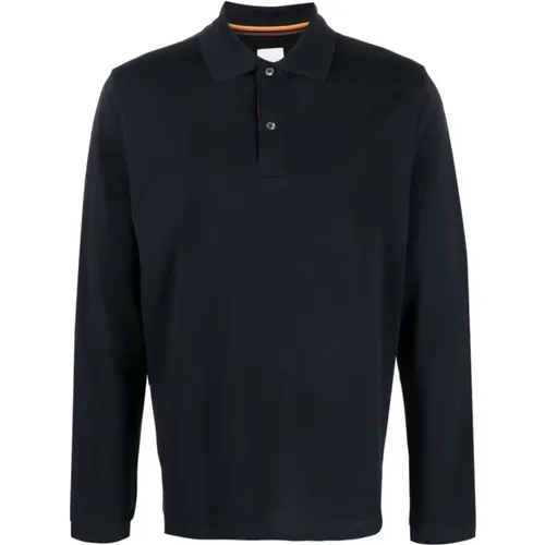 Gestreiftes Poloshirt Langarm Blau , Herren, Größe: L - PS By Paul Smith - Modalova