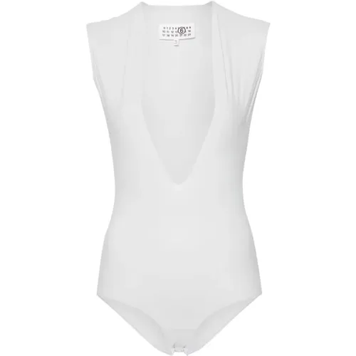 Plunge V-Neck Lycra Jersey Bodysuit , female, Sizes: M - MM6 Maison Margiela - Modalova