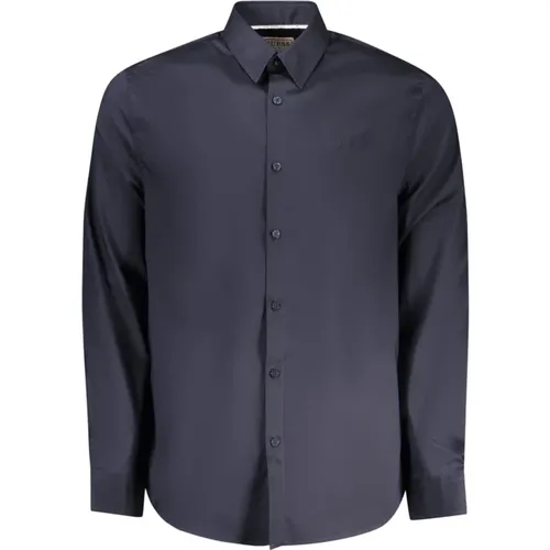 Blaues Slim Fit Hemd Langarm , Herren, Größe: S - Guess - Modalova