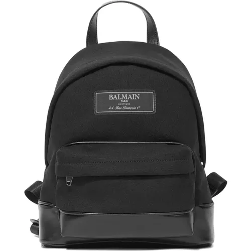 Kinder Schwarzer Canvas Rucksack mit Logo - Balmain - Modalova