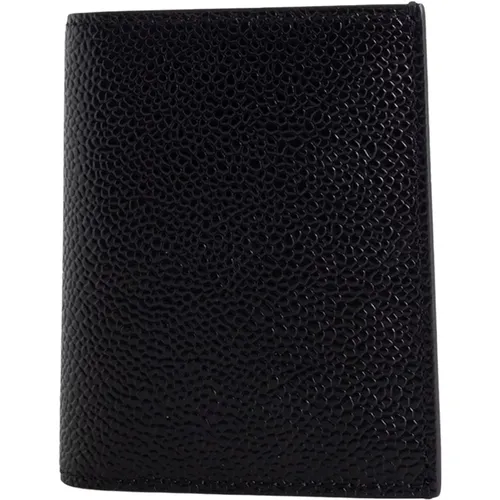 Wallets & Cardholders, male, , Size: ONE SIZE Double Card Holder in Pebble Grain Leather - Thom Browne - Modalova