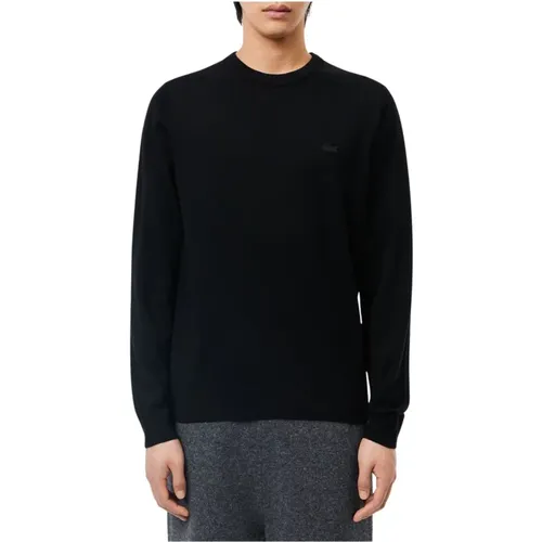 Round-neck Knitwear, male, , Size: M Merino Wool Sweater Minimalist Design - Lacoste - Modalova