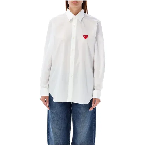 Weißes Herz-Patch Hemd , Damen, Größe: L - Comme des Garçons - Modalova