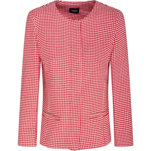 Light Jackets, female, , Size: L Red and White Checkered Blazer - Emme DI Marella - Modalova