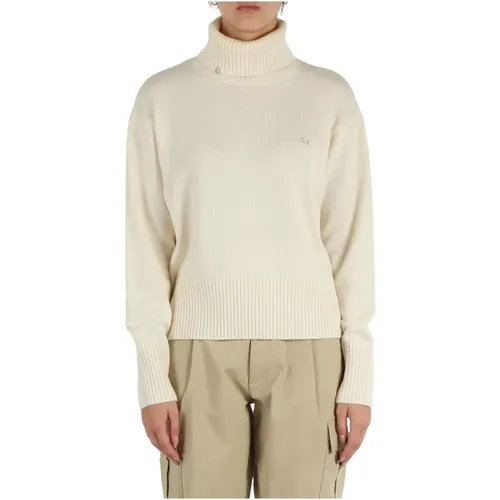 Merino Cashmere Rollkragenpullover , Damen, Größe: M - Sun68 - Modalova