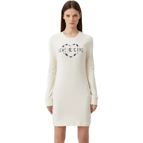 Baumwollkleid mit metallischem Logo , Damen, Größe: L - Love Moschino - Modalova