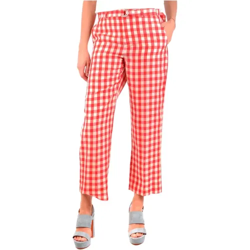 Valentino, Wide Trousers, female, , Size: M Wide Leg Checkered Pants - RED Valentino - Modalova