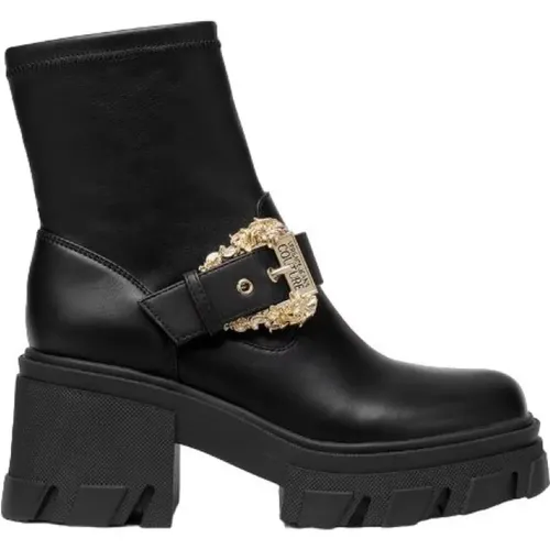 Schwarze Barock Knöchelschnalle Flache Schuhe , Damen, Größe: 40 EU - Versace - Modalova