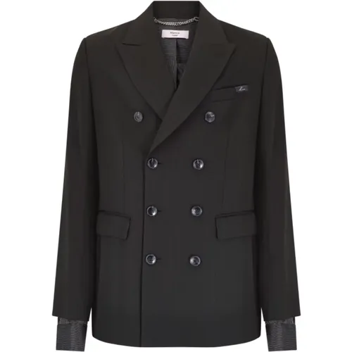 Double-Breasted Coats, male, , Size: S Pinstripe Short Double-Breasted Coat - Martine Rose - Modalova