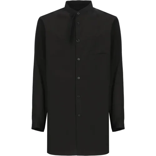 Schwarzes Baumwollhemd mit Mandarin-Kragen - Yohji Yamamoto - Modalova