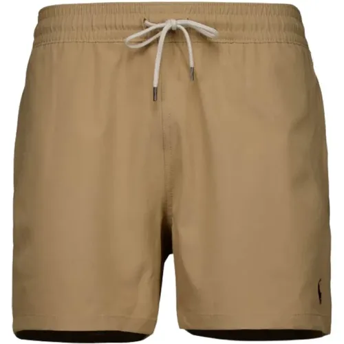 Khaki Swim Shorts with Logo Patch , male, Sizes: M, L, S, XL - Ralph Lauren - Modalova