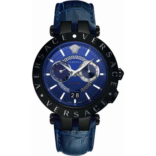 Men's Watch V-Race Dual-Time , male, Sizes: ONE SIZE - Versace - Modalova