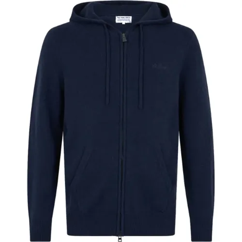 Zip-throughs, male, , Size: L Navy Wool Hoodie Sweater - MC2 Saint Barth - Modalova