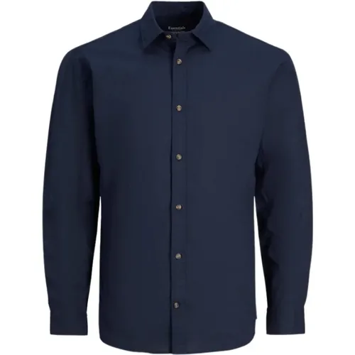 Casual Shirts, male, , Size: XS Slim Fit Long Sleeve Shirt Navy - jack & jones - Modalova