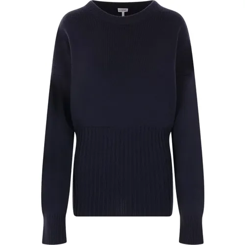 Blauer Gerippter Wollpullover Loewe - Loewe - Modalova