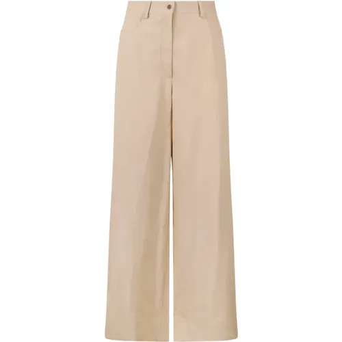 Linen Blend Palazzo Trousers , female, Sizes: XS, S - alberta ferretti - Modalova