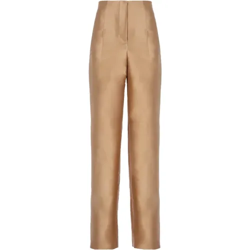 Silk Blend Trousers with Front Zip , female, Sizes: S - alberta ferretti - Modalova