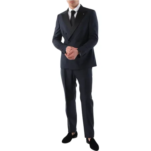 Double Breasted Suits, male, , Size: L Double-breasted Smoking Suit Slim Fit - Tagliatore - Modalova