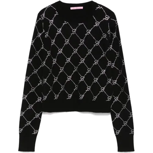 Schwarzer Pullover mit Kristallverzierung - Blumarine - Modalova