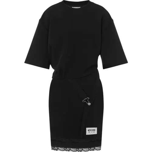 Leichtes Logo Patch Kleid , Damen, Größe: S - Moschino - Modalova