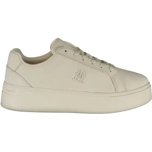 Sneakers, female, , Size: 10 US White Polyester Wedge Sneakers - Tommy Hilfiger - Modalova