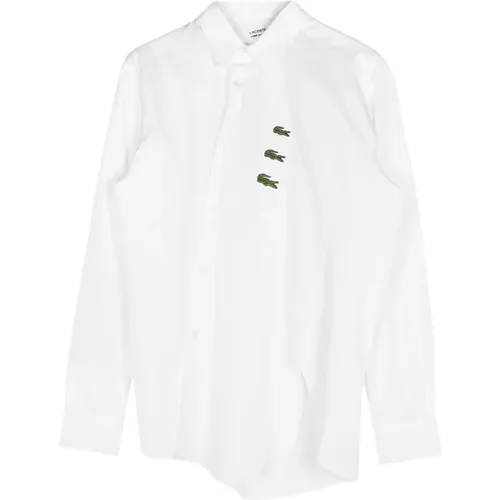 Weißes Langarm Baumwollhemd mit Logo - Comme des Garçons - Modalova