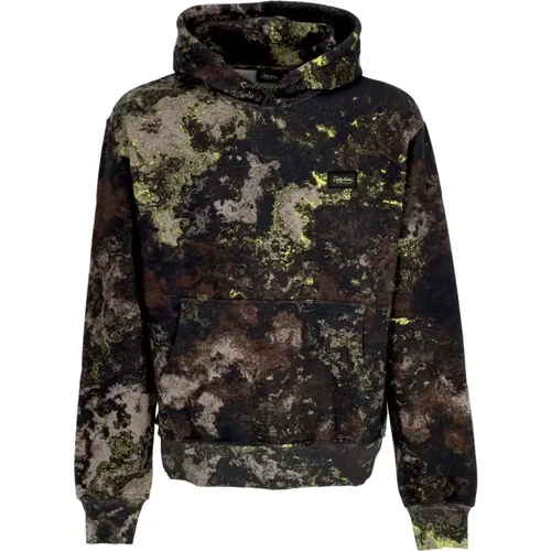 Hoodies, male, , Size: L Dark Camo Hoodie with Front Pocket - Dolly Noire - Modalova