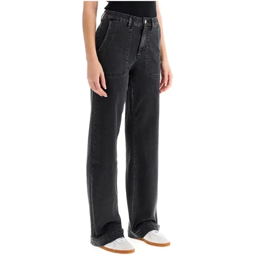 Schwarze Gewaschene Denim Straight Fit Jeans,Schwarzer Gewaschener Stretch-Denim Gerader Schnitt - A.P.C. - Modalova