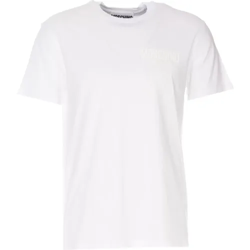 Cotton Roundneck Logo Print T-shirt , male, Sizes: L, M - Moschino - Modalova