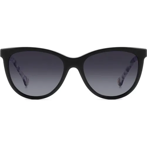 Clip-On Polarisierte Sonnenbrille Schwarz/Grau Getönt - Carolina Herrera - Modalova