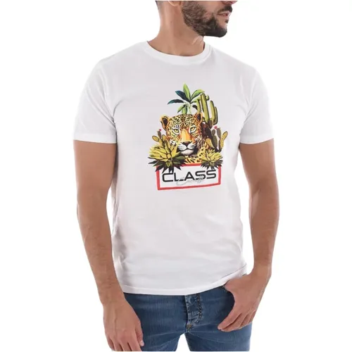 Weißes Logo-Print T-Shirt , Herren, Größe: M - Cavalli Class - Modalova