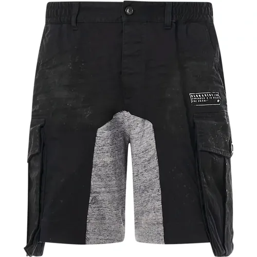 Lässige schwarze Shorts mit elastischem Bund und Cargotaschen - Dsquared2 - Modalova